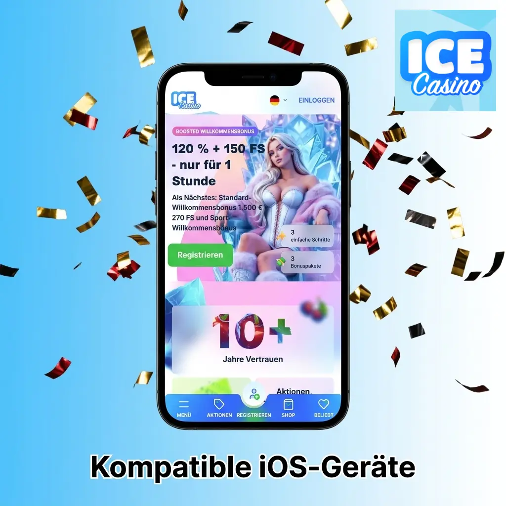 Ice Casino App kompatible iOS-Geräte: iPhone X bis 15 und iPad Air & Pro Modelle