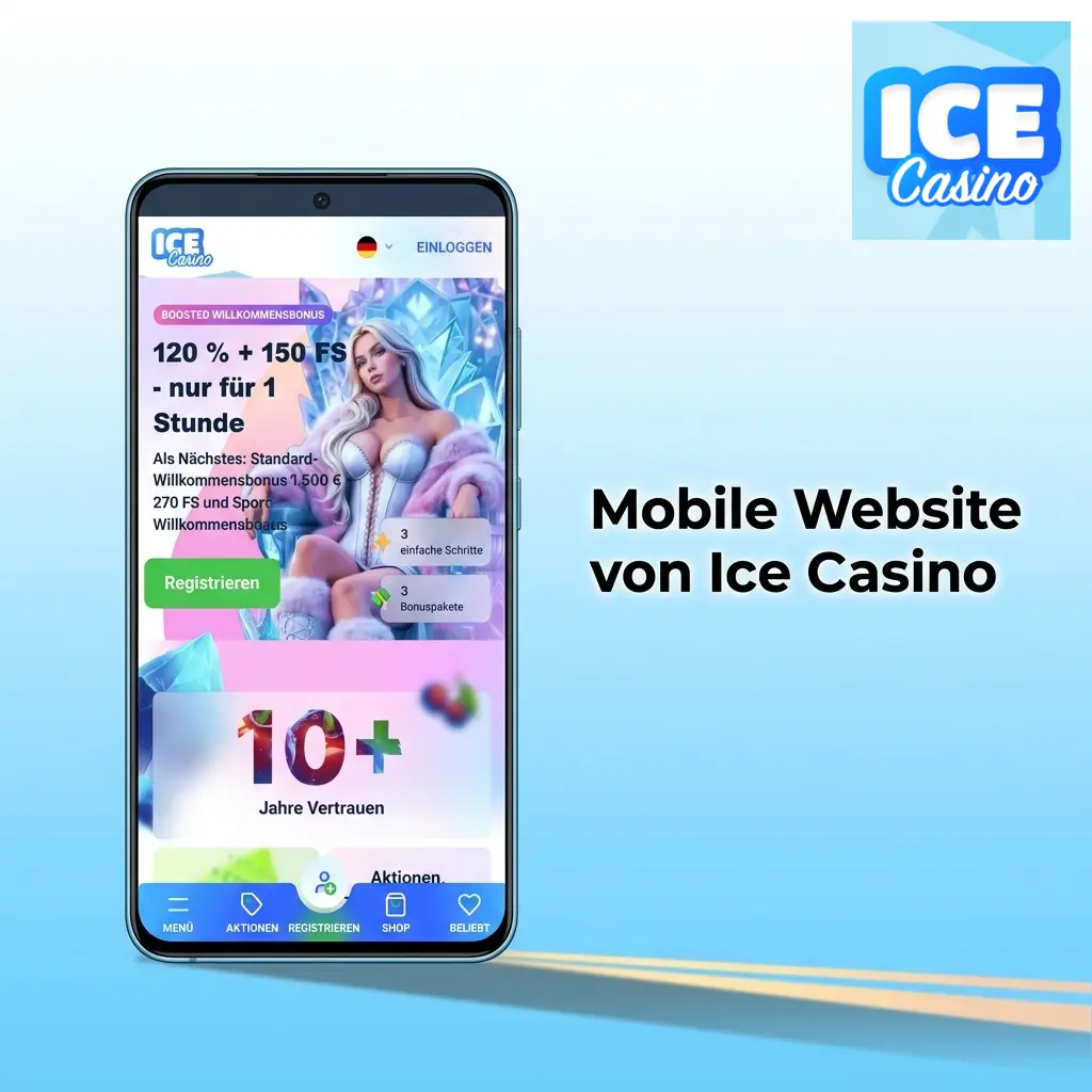 Ice Casino mobile Website auf Smartphone – schnelle Wetten, kein Download, kompatibel mit iOS und Android