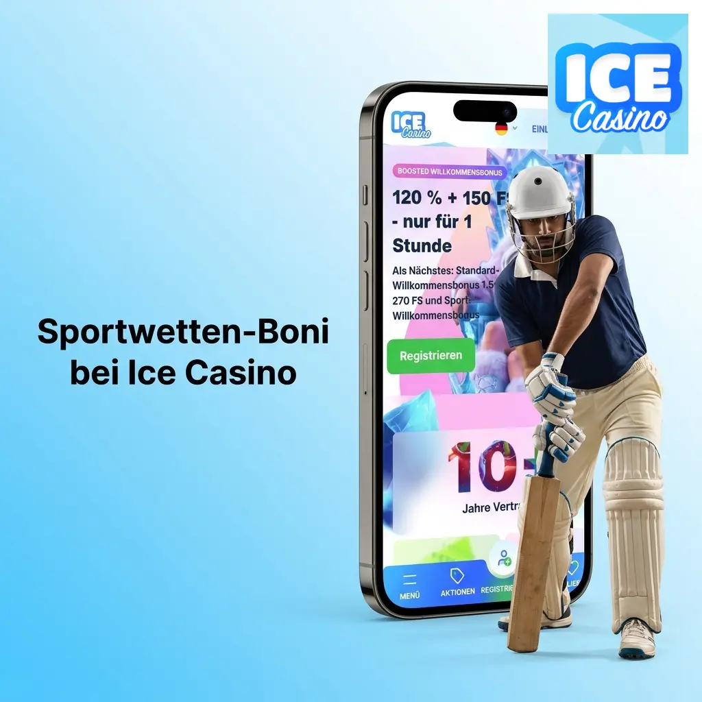 Ice Casino Sportwetten-Boni: Willkommensbonus, erhöhte Quoten, Cashback und Freiwetten für deutsche Spieler
