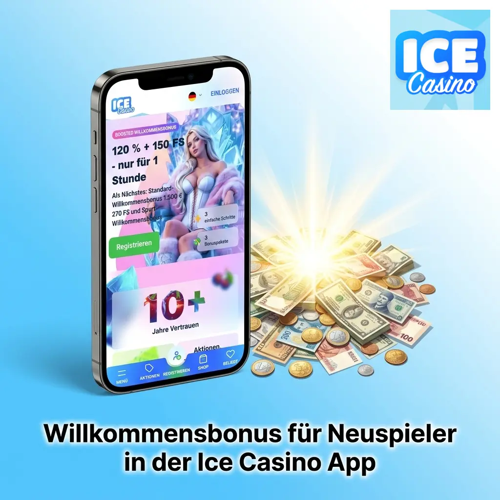 Ice Casino App Willkommensbonus: 100% bis 500 EUR + 270 Freispiele für neue Spieler
